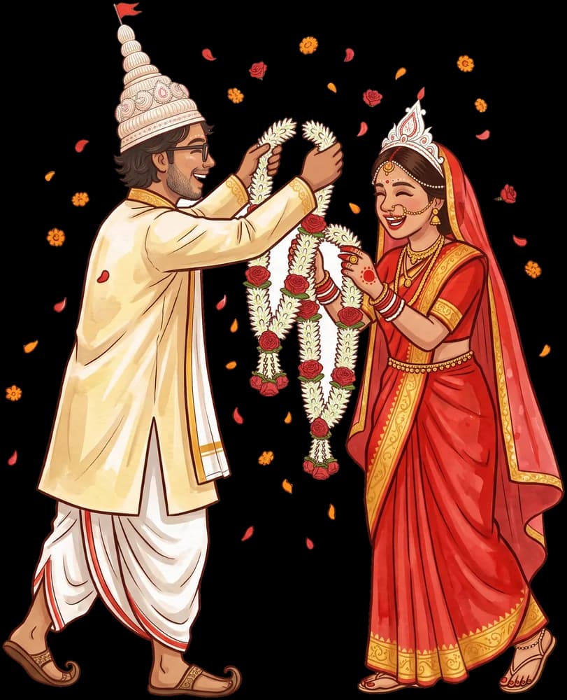 Sumona and Anik exchanging garlands